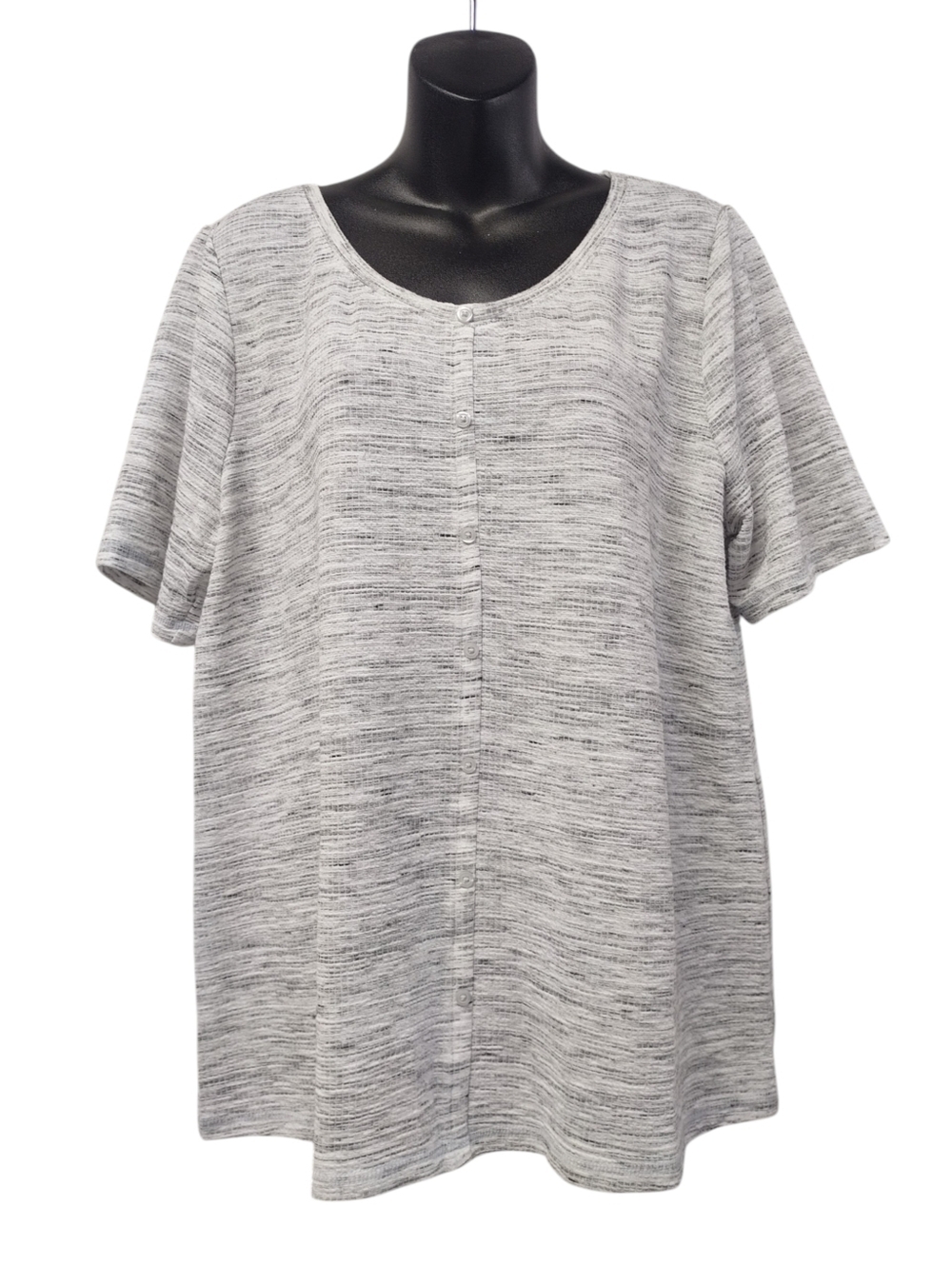 Lane Bryant Size 14/16 Gray Space Dye Knit Blouse Button Down Casual